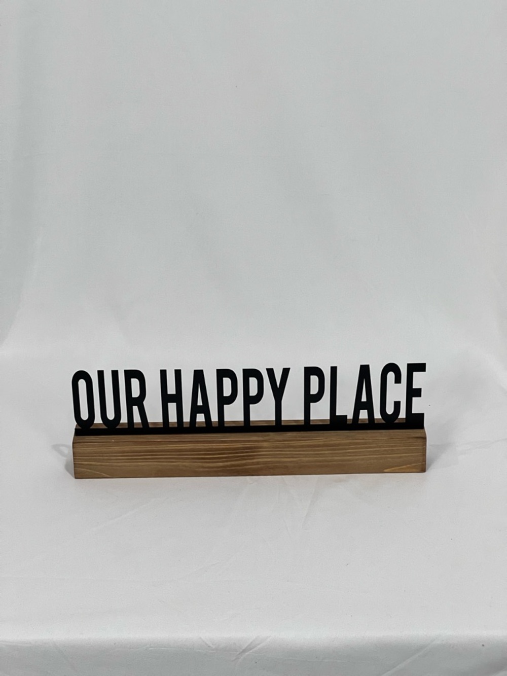 Our Happy Place Wood & Metal Sign - Black Letters